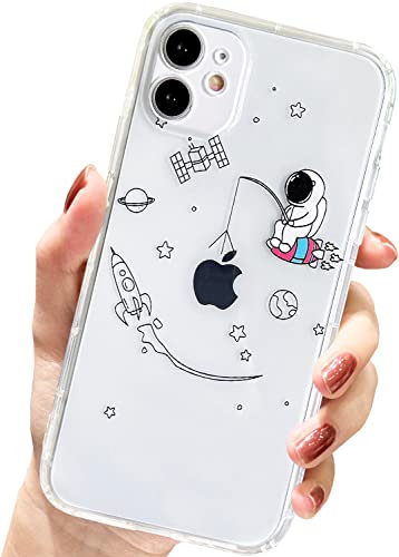AMART for iPhone 11 Case Cute,Clear Case with Astronaut Design Cartoon Planet Star Space Pattern Cover Soft Thin TPU Cool Kids Girls Women Man Shockproof Case for iPhone 11(Fishing)