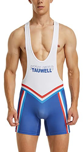 Gymskop Herren Wrestling Singuletts Athletic Supporters Slim Fit Sport Bodysuit Einteilige ärmellose Active Wrestling Trikot Gewichtheben Jumpsuits 04 Weiß 2XL