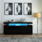 Sideboard Modern Living Room Cupboard Unit High Gloss Cabinet 2 Doors 3 Drawers Buffet TV Stand Unit with Led Light for Living Room Kitchen Black 160x35x72cm