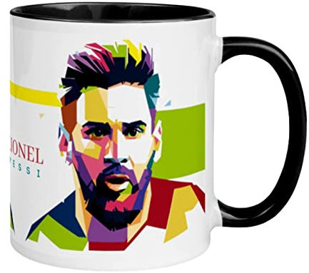 qingfeitai Messi-Tasse, Lionel Messi, Keramikbecher, Kaffeetasse, Milchkaffeebecher, Freunde, Geschenke, Studenten, Frühstückstasse, Tassen, Fußball-Sternmuster, Wasserbecher, Geschenke für Fans