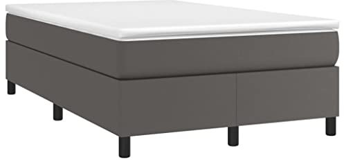vidaXL Bettgestell, Polsterbett Bett für Schlafzimmer, Bettrahmen mit Lattenrost, Kunstlederbett Doppelbett, Grau 120x200cm Kunstleder
