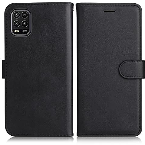 DENDICO Hülle für Xiaomi MI 10 Lite 5G, PU Leder Brieftasche Handyhülle, Flip Tasche TPU Schutzhülle mit Kartenfach für Xiaomi MI 10 Lite 5G, Schwarz