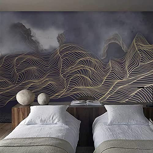 Papier Peint Mural 3D Fond De Salon Chambre Papier Peint Lignes Abstraites De Luxe Léger 3D Enfant Chambre Murale Salon Chambre Maternelle Centre D'Éducation Précoce Mur De Fond 140(L) x70(H) cm