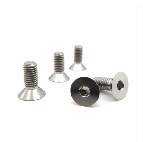 RISON-Titanium Lot de 5 Boulons en Titane M5x0.8x20mm, Vis à Tête Fraisée avec Six Pans Creux, Vis à Tête Plate Allen, Vis en Titane Hexagonale pour Moto Vélo VTT