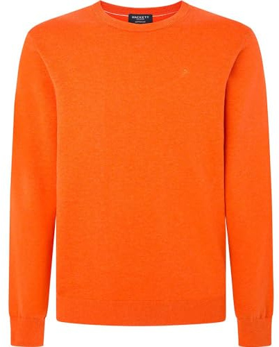 Hackett London Herren Baumwolle Kaschmir Crew Strick, Mandarinorange, L