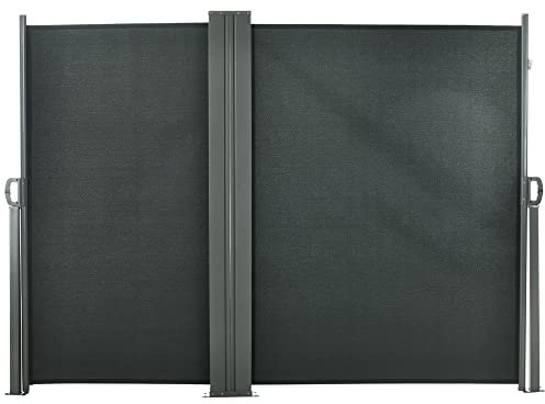 Outsunny Double Store latéral Brise-Vue paravent rétractable dim. 6L x 1,80H m Polyester Anti-UV Haute densité 180 g/m² Gris