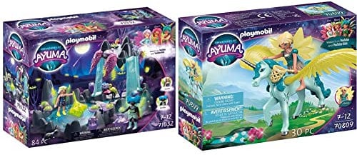 PLAYMOBIL Adventures of Ayuma 71032 Moon Fairy Quelle, Inkl. Spielzeug-Feen mit beweglichen Feen-Flügeln & Adventures of Ayuma 70809 Crystal Fairy mit Einhorn, Spielzeug für Kinder ab 7 Jahren