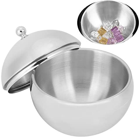 Seau à Glace avec Couvercle 2L Seau à Glace Panier à Glace Seau à Glace en Acier Inoxydable à Double Paroi pour Glaçons et Glace Pilée
