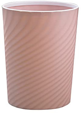 kawehiop Poubelle Ondulation de l'eau Corbeille filetée Corbeille à ordures Panier Toilettes de grande capacité Salles de bains Chambres d'enfants, Rose, 8L