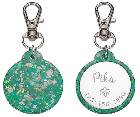 Anpassbare Haustier-Hundehalsband-ID-Tags for Hunde, Medaille mit Gravur des Namens, Kätzchen-Welpen-Zubehör, personalisierte Katzen-Halskette (Color : Grün)