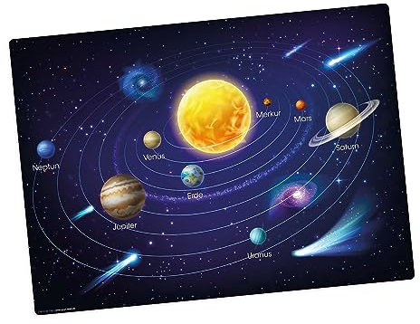 Tischset | Platzset abwaschbar – Unser Sonnensystem II – 44 x 32 cm – pädagogische Platzmatte mit Lerneffekt - aus hochwertigem Vinyl