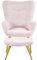 Abician Fauteuil avec Repose-Pieds en Tissu Bouclé Pieds en Métal Dorés Fauteuil de Salon avec Pouf Chaise de Relaxation à Haut Dossier Enveloppant Rose
