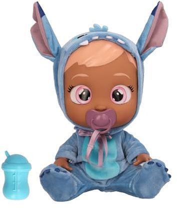 Cry Babies Disney Stitch, Puppe mit ihrem Personalisierten Blauen Pyjama und echten Tränen, Spielzeug für Mädchen und Jungen ab 18 Monaten