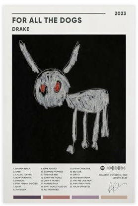 Metegate Drake-Poster für alle Hunde, Albumcover, Leinwandposter, Wandkunst, Dekordruck, Bild, Gemälde für Wohnzimmer, Schlafzimmer, Dekoration, ungerahmt: 30 x 45 cm