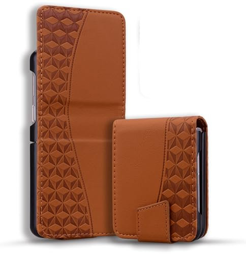 Vaitasy Custodia per Samsung Galaxy Z Flip4 Cover Anti Graffio Pelle PU Magnetico Protettiva Custodia con Flip Portafolio per Galaxy Z Flip 4 - Marrone