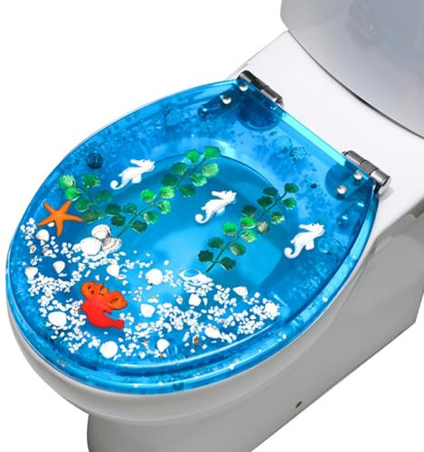 Toilettendeckel, WC Sitz mit Absenkautomatik WC Deckel universell passend WC Sitz oval Toilettensitz für Familie abnehmbar WC Sitz Klobrille Toilettensitz mit Motiv für die meisten Toiletten