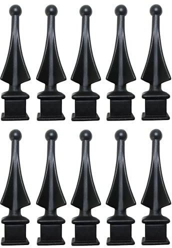 1,9 cm schwarzer Kunststoff, vierseitige Spitzen-Flügelspitze, Endzaunaufsatz für Eisenzaun (25,4 cm, 1,9 cm)