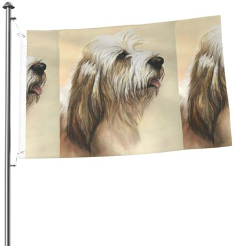Drapeau 2x3FT drapeau extérieur drapeaux de jardin tapisserie clôture bannière vacances cour drapeaux de fête,Art de chien Petite Basset Griffon Vendéen