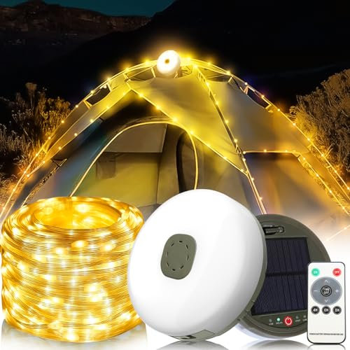 DZAY Solar Lichterkette Aussen,Camping Lichterkette Aufrollbar 10M 100 LED Solar 8 Modi Solarlichterkette Außen Wetterfest Lampions Campinglampe für Garten, Terrasse, Balkon, Hochzeit Camping Gadgets