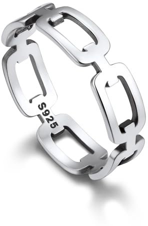 Bandmax Silber Ringe Herren Ring Damen Vintage Ringe Größe 67mm Panzerkettenring Verlobungsring Bandring 5mm breit Silberschmuck Valentinstag Vatertag