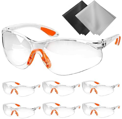 Gafas de Protección Transparentes, Gafas de Seguridad, Gafas de Proteccion Trabajo, 6PCS Lentes de Seguridad Gafas de Protección Laboral Gafas a Prueba Polvo Gafas a Prueba Viento