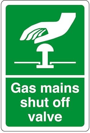 Valvola di intercettazione del gas, segnale di sicurezza, 1,2 mm, in plastica rigida per uso interno ed esterno (400 mm x 300 mm), distanza di visualizzazione entro 14 m.