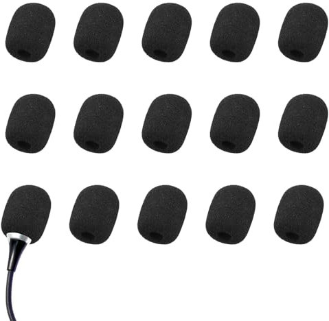15 Packs Headset Microphone Foam Cover, Foam Mic Cover, Mini Windscreens Sponge Foam Covers For Headset or Lavalier Microphone