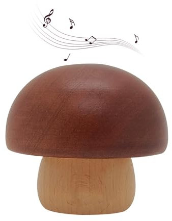 MiOYOOW Wood Music Box, Mushroom Clockwork Musical Box Mechanism Rotating Music Box for Birthday Christmas (Melody: Castle in The Sky)