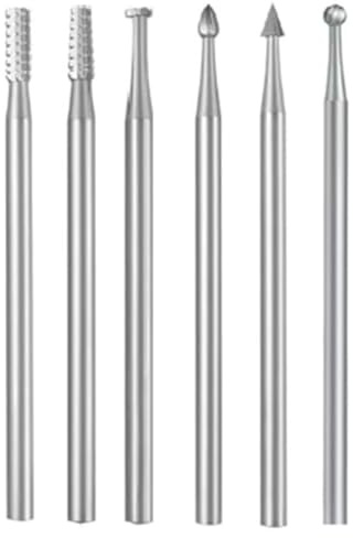 Gokoti 6 Pcs 3/32 Inch Shank Steel Engraving Router Bits, Olive Amber Carving Drill Bits for Rotary Tools (2.3mm Carving Bits)