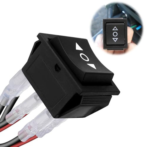 LEIBOCHAO Interruptor Inversor de Polaridad 12 V 3 Posiciones Interruptor Basculante Control Momentáneo Motor Corriente Continua,10 A, 6 pines, Botón Reinicio Momentáneo Pulsador Cable