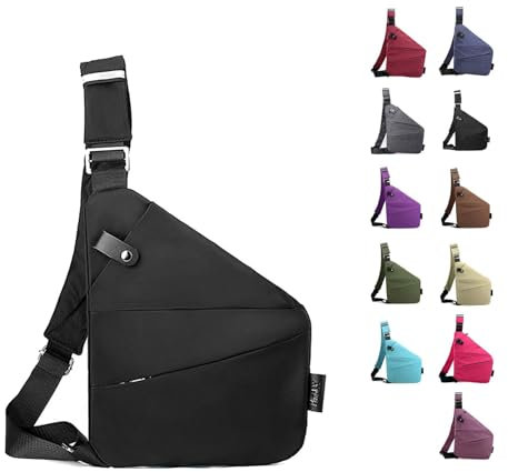 Anti Diebstahl Tasche, Diebstahlsichere Umhängetasche, Wasserresistent Sling Bag, Anti-Diebstahl Sling Bag, Wasserresistent, Anti Diebstahl Tasche Damen (C, Rechte Schulter)