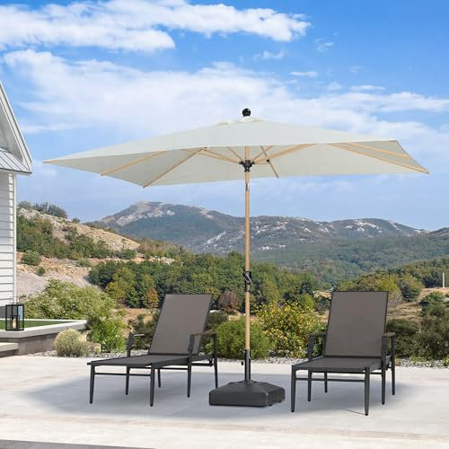 PURPLE LEAF Parasol de Jardin Extérieur Inclinable, Parasol Rectangulaire 2 x 3 m en Aluminium, Parasol Balcon en Teck Anti-Vent et Anti-UPF, pour Plage, Terrasse, Patio, Crème