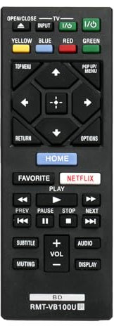 Replacement DVD Player Remote Control Compatible with Sony Blu-Ray Disc Player, 4K Ultra HD Home Theater Streaming Blu-Ray Player, 3D Blu-Ray Disc Player