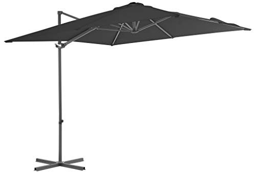 ShGaxin Ampelschirm mit StahlMast, Balkon Sonnenschirm, Marktschirm, Garten, Balkon Schirm, Sonnen Schirme, Balkonschirm, Anthrazit 250 x 250 cm