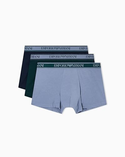 Emporio Armani Man's Shiny Logoband Pack 3-Pack Trunk Blue XL