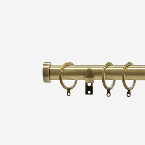Antique Brass 28mm Stud Fixed Length Metal Curtain Pole | Antique brass 28mm fixed metal curtain pole with stud finials. Strong and durable design for easy curtain hanging.