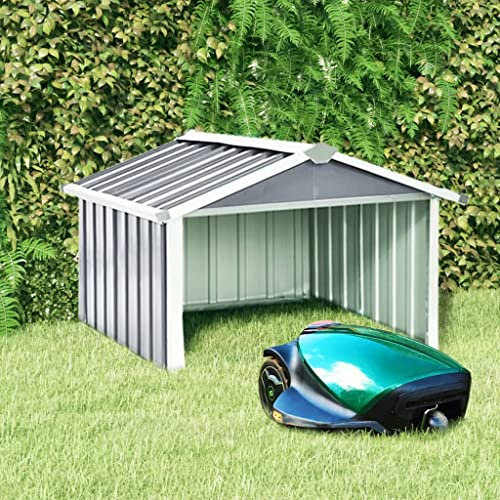 LLEZKBR Garden Robot Lawnmower Shed 92x97x63 cm Galvanised Steel Grey