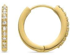 LUXENTER Ariuk Ohrringe mit glänzendem Zirkonia, 18 K Gold-Finish, Pequeños, Metall, Zirkonia