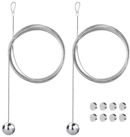 2 Fils Photo En Acier Inoxydable, Comprenant 30 Pinces MagnéTiques, D'Une Longueur De 200 CentimèTres X 1,5 MillimèTre, Pour Suspendre Des Photos, Des Cartes Postales Et Des Notes, Couleur Argent