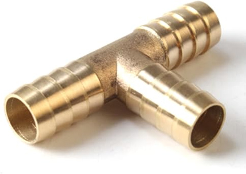 QZKJQDD 10mm 3 Wege Messing Schlauchverbinder, T stück Wasseranschluss, T-Schlauchverbinder, T förmige Messing Fittings für Luft Gas Wasser Kraftstoff (1 Stück)