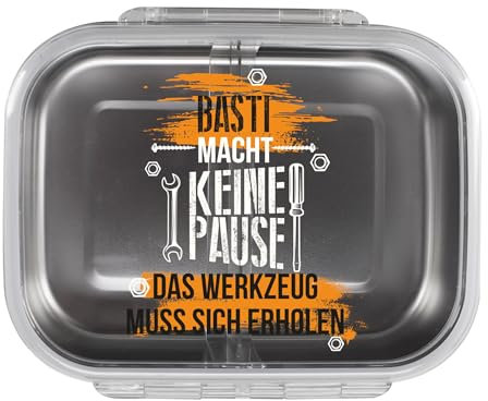 Herz & Heim® Personalisierte Brotdose aus Edelstahl mit Name oder Wunschtext – Motive für Männer – Individuelle Lunchbox aus Metall mit Tritan-Deckel & Silikondichtung (Handwerker)