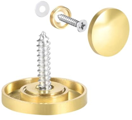 TA-VIGOR 22mm Mirror Screw Cover Caps, 8PCS Gold Polished Screw Caps | Brass Decorative Caps Cover Nails, Screw Caps Covers Fasteners for Mirrors, Glass Panels, Bathroom, Sign Boards, Advertising