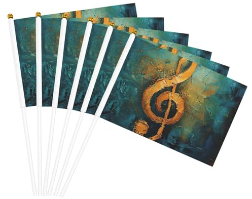 Handflagge mit Musik-Symbol-Druck, vielseitige Flaggen, Hochzeit, Geburtstag, Urlaub, Sport, Dekoration, Parade, Show