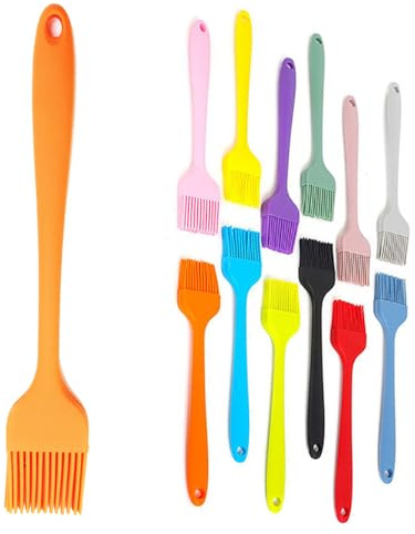 Van Der Linn Silicone BBQ Brush Choose Your OWN Colour Baking Basting Cooking Utensil (1, Orange (20.5cm))
