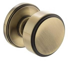 KOOPLES HARDWARE Stepped Mortice Knob on Concealed Fix Rose Stylish Interior Door Knob Set - Hardware Fittings Included (Antique Brass)
