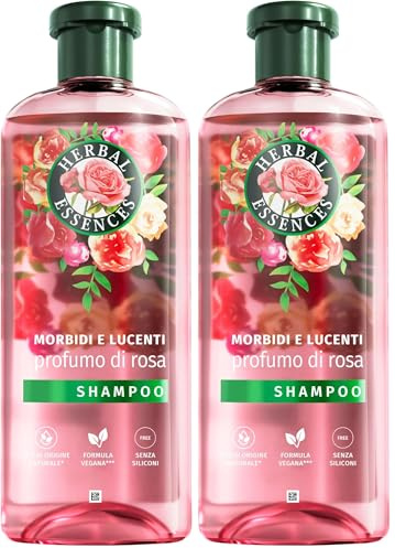 Herbal Essences Shampoo Morbidi e Lucenti, per Capelli Secchi, Con Essenza di Rosa, Vegano 250ml (Confezione da 2)