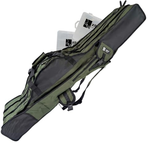 Zite Fishing Angeltasche Rutentasche 170cm | Rod-Case Angelfutteral | Wasserabweisendes Rutenfutteral, 3 Fächer Rutenrucksack für Angelruten Angel Tasche Angeltaschen Angelrute Tasche