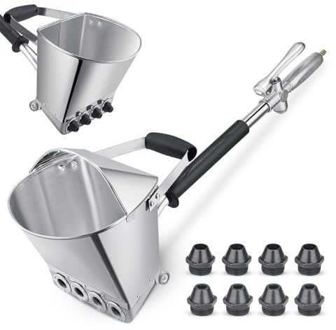 MINENICE Pistola per Cemento, Pistola per Intonaco Malta 4 Getti con Tramoggia per Pareti e Soffitti, Include 8 Ugelli Metallici Extra, Compatibile con Compressore d'Aria per Intonaco