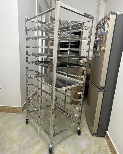 Blazea Carrello Teglie Porta Teglie da Forno Mobile a 12 Ripiani con Ruote, Ideale per Cucine Professionali di Ristoranti e Ristoranti