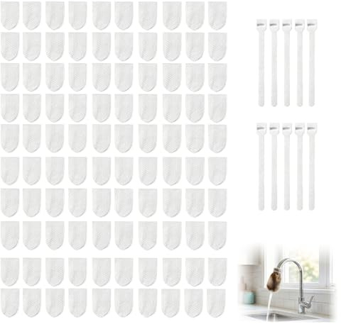 100Pcs Faucet Filter Cotton Bags with 10 Fastening Bands, Tap Water Filter | Tap Filter for Kitchen Sink, Splash-Proof Water Filter Tap Removes Rust Silt Sediment for Home Groundwater